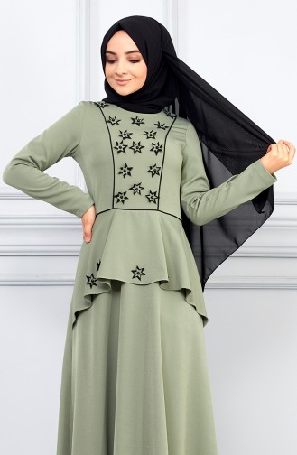 Green Almond Hijab Dress 5041-03
