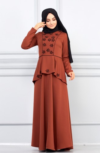 Cinnamon Color Hijab Dress 5041-06