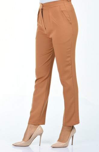 Cepli Düz Paça Pantolon 4178-05 Camel