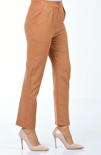 Cepli Düz Paça Pantolon 4178-05 Camel