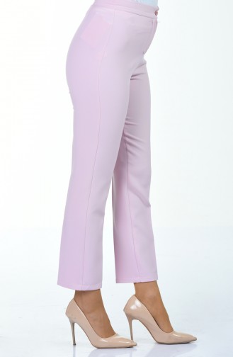 Buttoned Straight-leg Trousers 1102-25 Powder Pink 1102-25