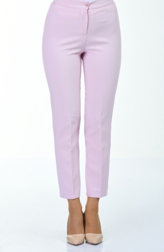 Buttoned Straight-leg Trousers 1102-25 Powder Pink 1102-25