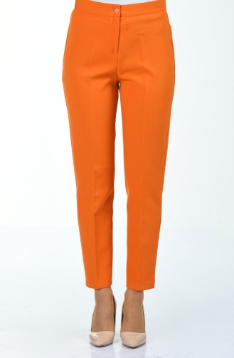 Buttoned Straight-leg Trousers 1102-26 Apricot 1102-26