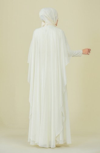 Creme Hijab-Abendkleider 9202-02