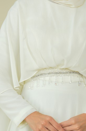 Creme Hijab-Abendkleider 9202-02
