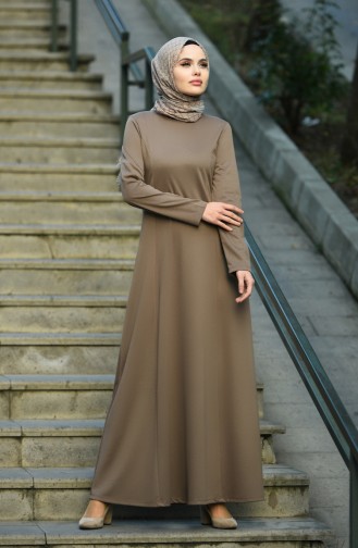 Dark Mink Hijab Dress 8065-01