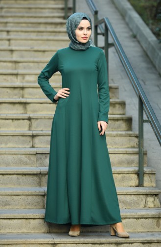 Emerald Green Hijab Dress 8065-04