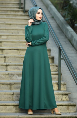 Smaragdgrün Hijab Kleider 8065-04