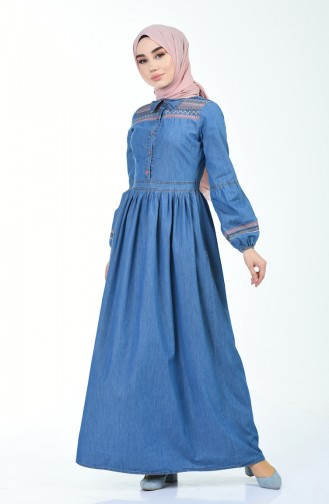Light Navy Blue Hijab Dress 5140-03