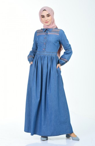 Robe Hijab Bleu marine clair 5140-03