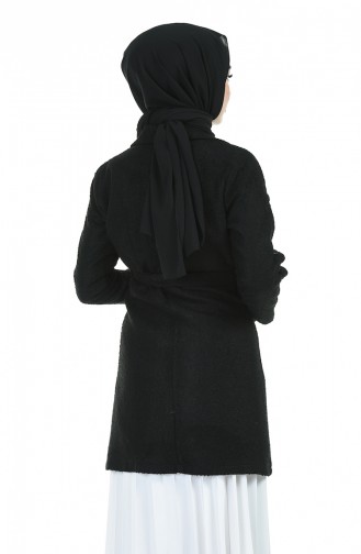 Kuşaklı Kışlık Ceket 6060-02 Siyah