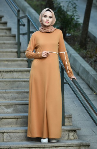 Senf Hijab Kleider 8059-03