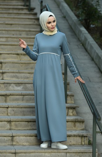 Blau Hijab Kleider 8059-04