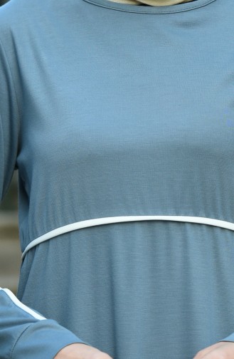 Şeritli Spor Elbise 8059-04 Mavi