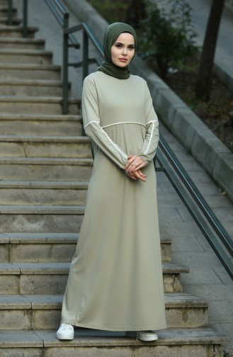 Sea Green Hijab Dress 8059-07