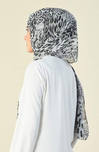 Patterned Chiffon Shawl Black White 15033-01