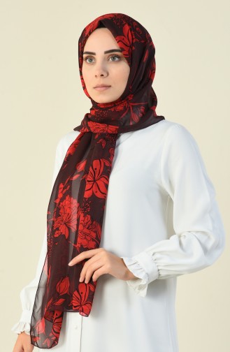 Patterned Chiffon Shawl Bordeaux 15034-01