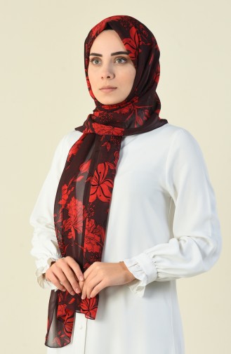 Patterned Chiffon Shawl Bordeaux 15034-01