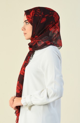 Patterned Chiffon Shawl Bordeaux 15034-01