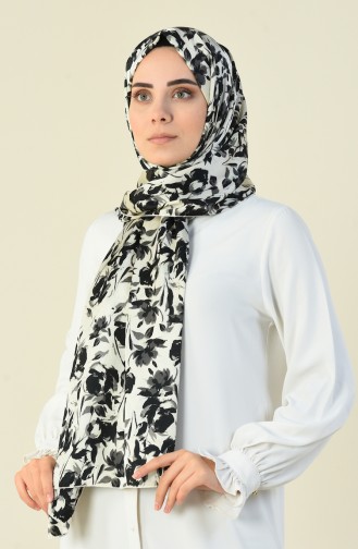 Patterned Chiffon Shawl Black 15036-01