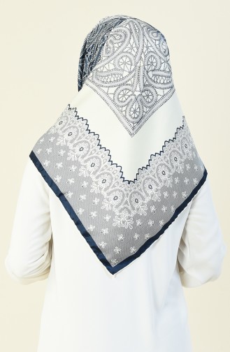 Gemustertes Rayon Kopftuch 70141-18 Dunkelblau Creme 70141-18
