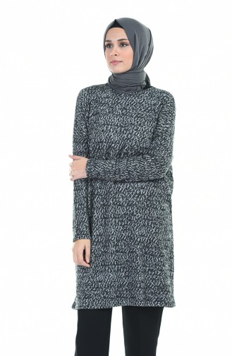 Desenli Kışlık Tunik 1149-01 Gri