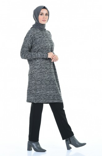 Desenli Kışlık Tunik 1149-01 Gri