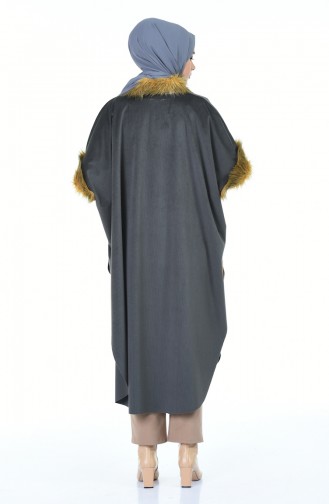 Poncho aus Samt mit Pelz 5000-03 Grau 5000-03