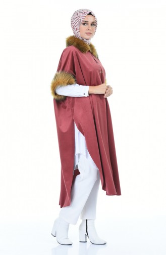 Poncho Velours a Fourrure 5000-08 Rose Pâle 5000-08