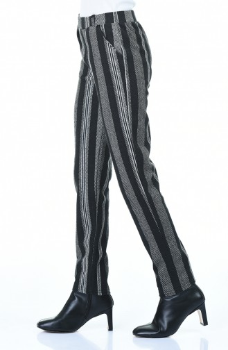 Çizgili Kışlık Pantolon 5000-03 Siyah