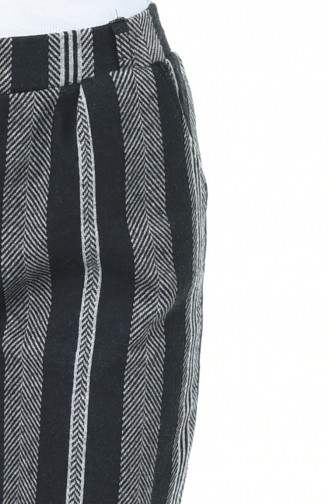 Çizgili Kışlık Pantolon 5000-03 Siyah