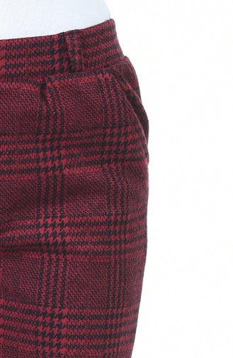 Houndstooth Pattern winter Pants 5001-01 Burgundy 5001-01