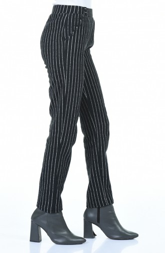 Çizgili Kışlık Pantolon 5002-01 Siyah
