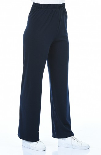 Elastic wide-leg Trousers 1042-04 Navy Blue 1042-04