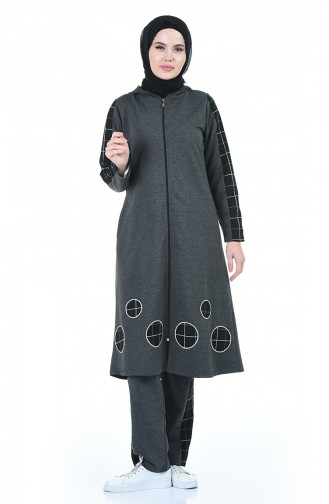 Kapüşonlu Eşofman Takım 99223-04 Füme