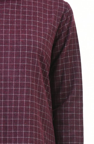 Ekoseli Tunik Pantolon İkili Takım 3108-02 Bordo