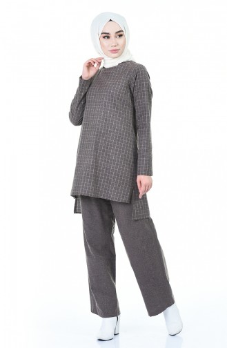 Plaid Tunic Trousers Double Suit 3155-04 Brown 3155-04