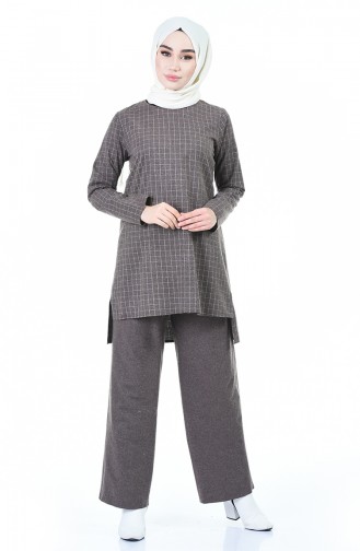 Plaid Tunic Trousers Double Suit 3155-04 Brown 3155-04