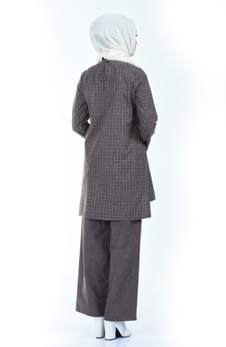 Plaid Tunic Trousers Double Suit 3155-04 Brown 3155-04