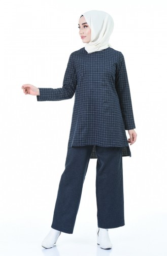 Plaid Tunic Trousers Double Suit 3155-01 Navy Blue 3155-01