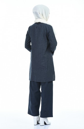 Plaid Tunic Trousers Double Suit 3155-01 Navy Blue 3155-01