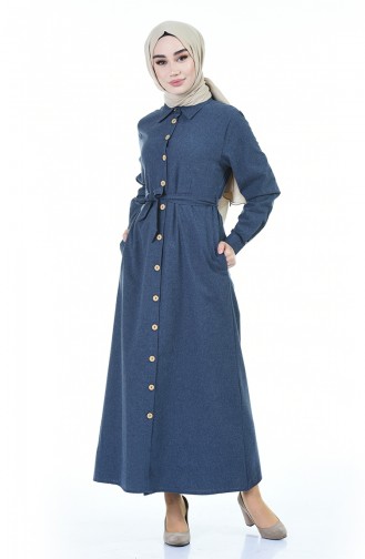 Navy Blue Hijab Dress 1002-01