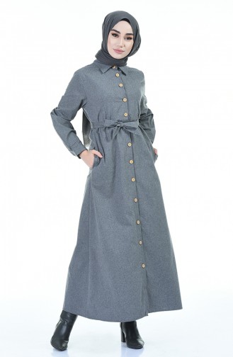 Grau Hijab Kleider 1002-03