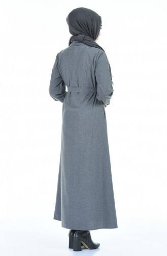 Boydan Düğmeli Elbise 1002-03 Gri