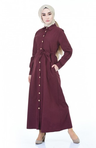 Claret Red Hijab Dress 1002-05
