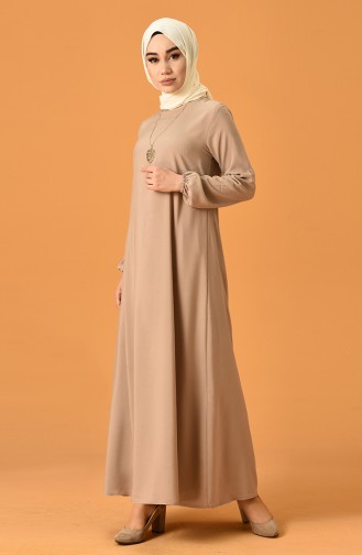 Beige Hijab Dress 2521-12