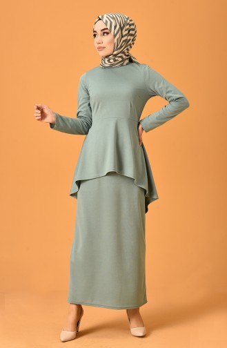 Asymmetric Tunic Skirt Double Suit 2727-07 Green 2727-07