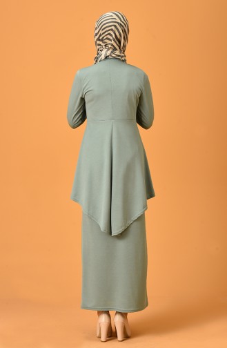 Asymmetric Tunic Skirt Double Suit 2727-07 Green 2727-07