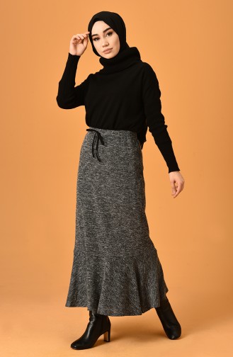 Volanlı Kışlık Etek 3015D-01 Gri