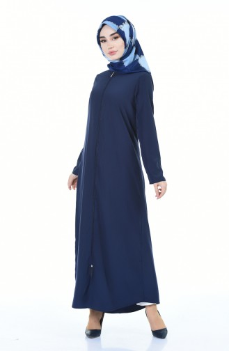 Abaya Fermeture a Glissiere 6026-02 Bleu Marine 6026-02